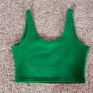 Green Scoop Neck Crop Tank Top - Women